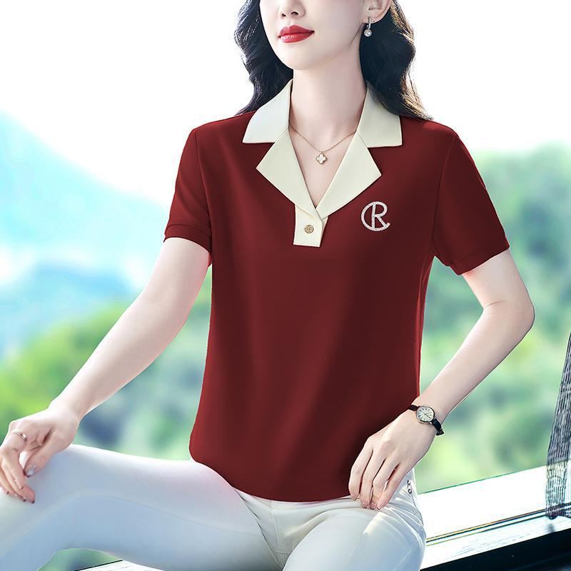 

2026 Women s Summer Blue Slimming Casual Short-Sleeve T-Shirt XL