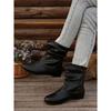 WISH Women's Sexy Short Boots Stacked Short Boots Round Head Low Heel Cuff Large Size Short Fashion Boots