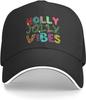 Holly Jolly Vibes Christmas Baseball Cap Polyester Adjustable Outdoor Sports Hat for Men Women