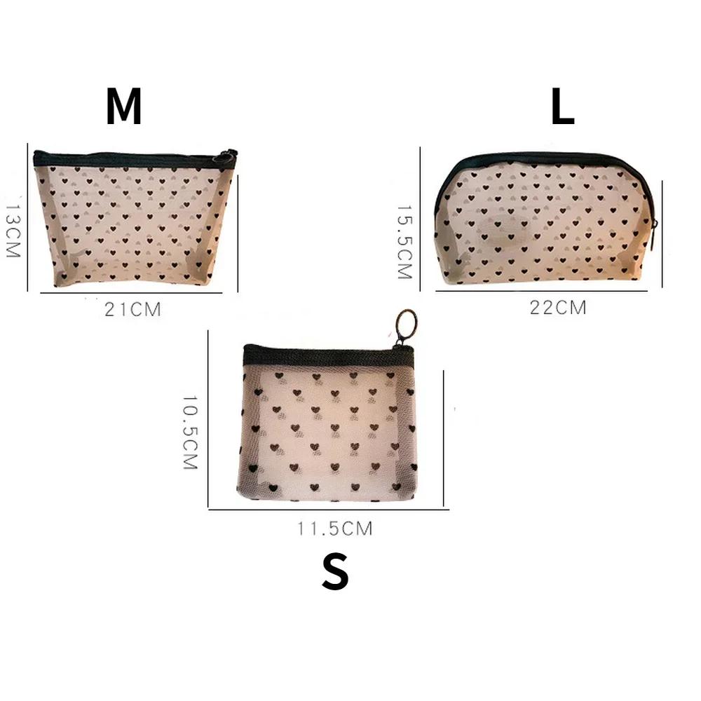 1pc Women Travel Cosmetic Bag Transparent Mesh Makeup Case Organizer Storage Pouch Casual Zipper Make Up Toiletry Wash Bags