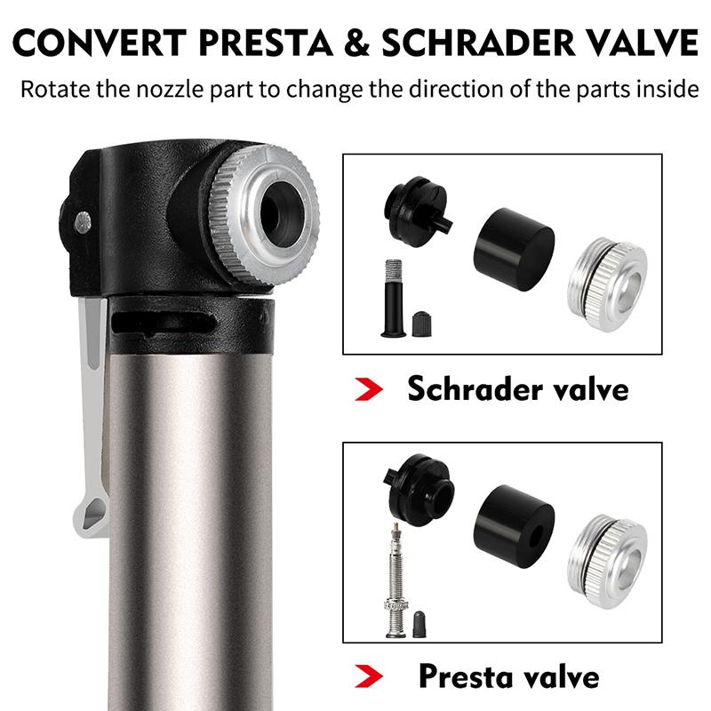 WEST BIKING 120PSI Bicycle Pump Hose Mountain Road Cycling Tire Inflator Schrader Presta Valve Alloy Portable Mini Bike Pump