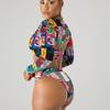 New Long-sleeved Zipper Bikini High-waisted Women's Split Swimsuit Conservative Sunscreen Beach Swimsuit Fashionable