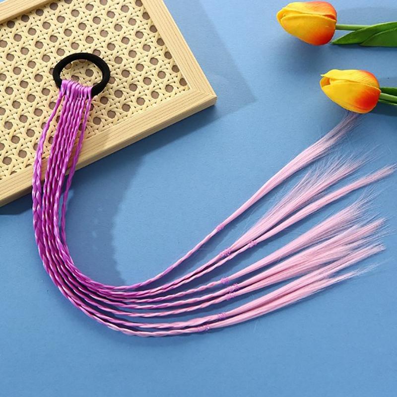  Girls Colorful Wigs Ponytail Headbands Rubber Bands Beauty Headwear Head Band Kids Hair Accessories Hair Ornament