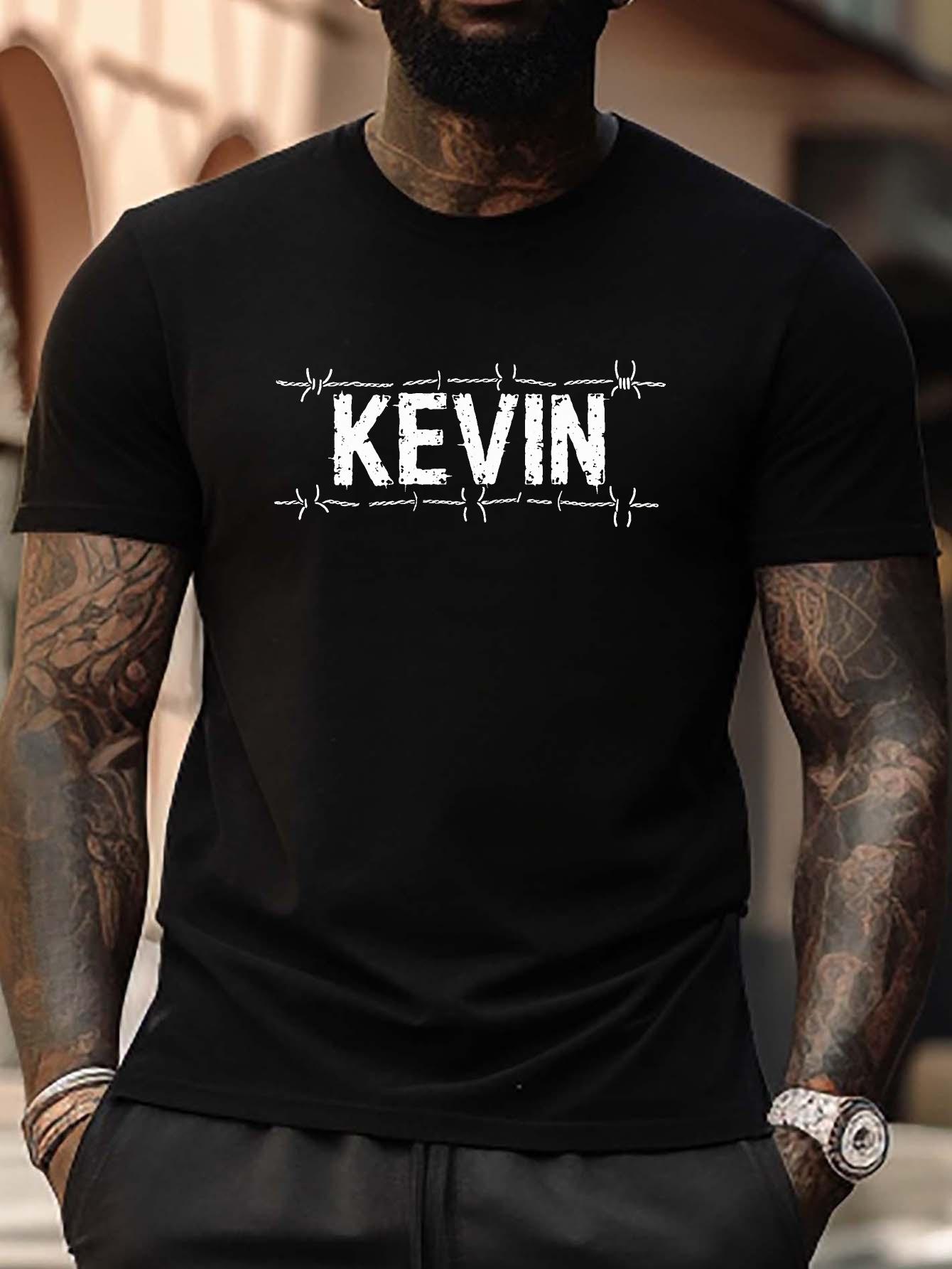 

Kevin Distressed Graphic T-shirt with Barbed Wire Accents - Plus Size Black Casual Short Sleeve Round Neck Summer Top S