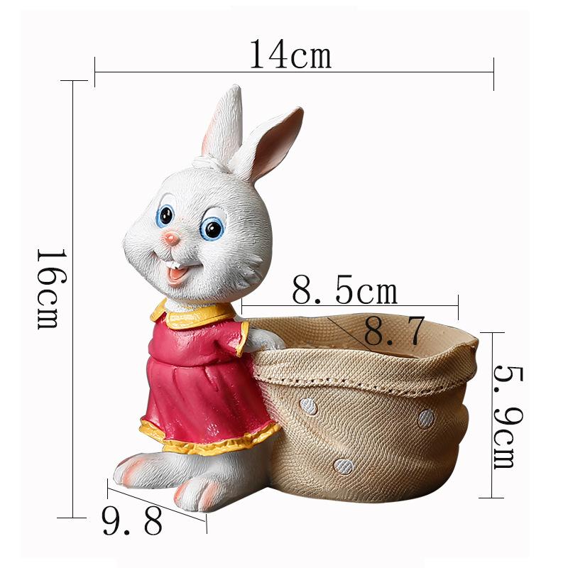 Pastoral Creative Cartoon Animal Resin Succulent Green Plant Flower Pot Container Personalized Cute Bunny Flower Pot