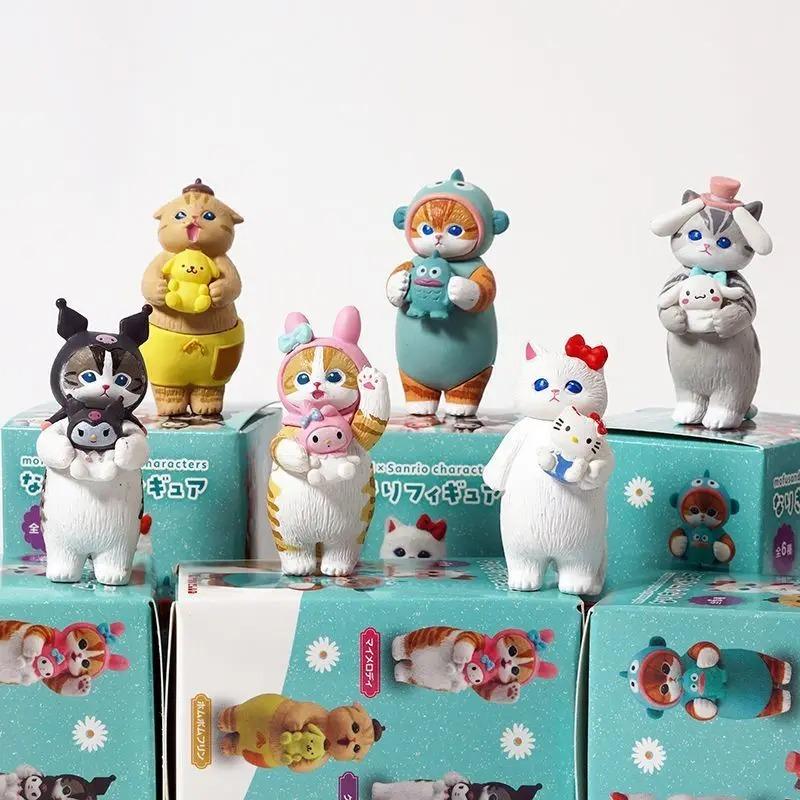 Mofusand X Sanrio Gatto Squalo Cos Sanrio Scatola Cieca Kuromi Cinnamoroll Figure Personaggi Giocattolo Ornamenti Bambole Fan Regalo per Bambini
