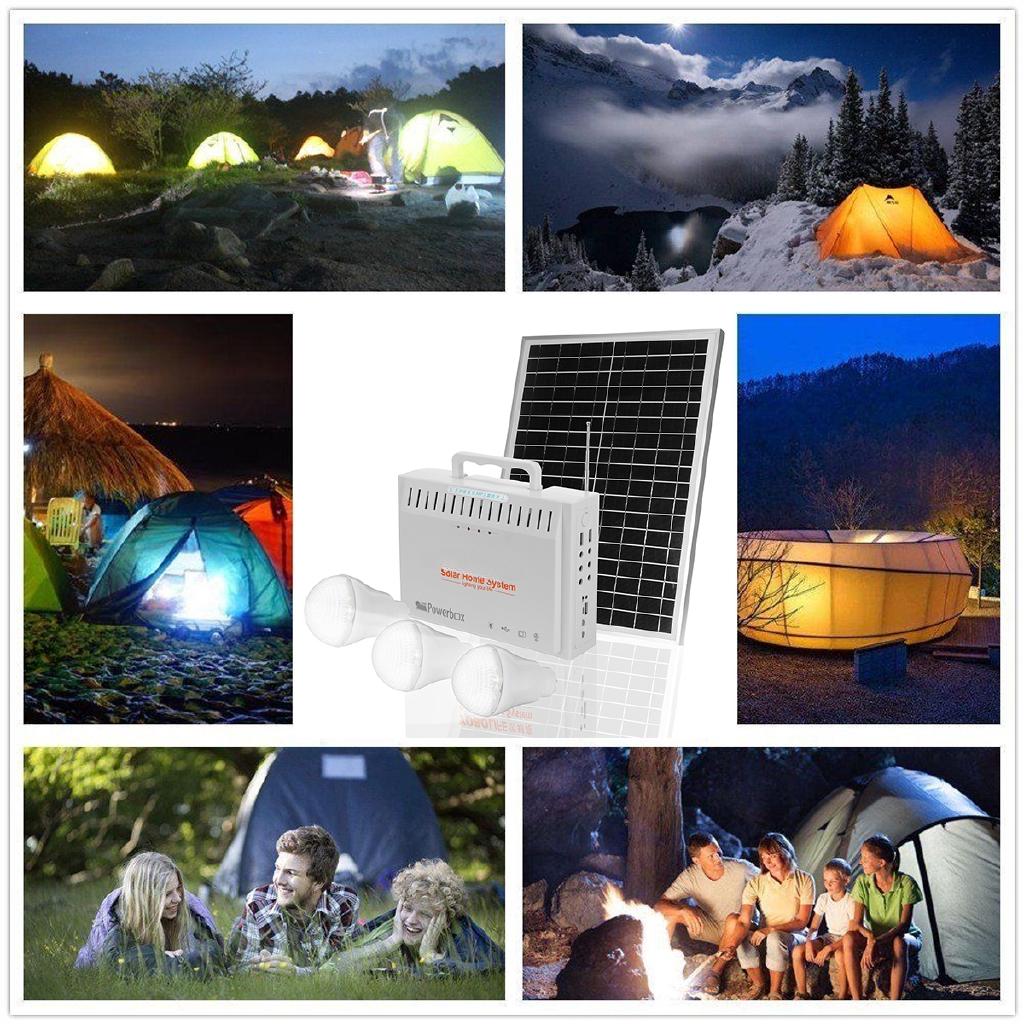 Przenośny Zestaw Generatora Solarnego Inwerter Zasilacz UPS Światło LED 2 Porty USB 10W