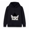 Kids Boys Girls Hooded Sweatshirt, Funny Peeking Cat Triangle Graphic Casual Pullover Hoodie, Soft Long Sleeve Streetwear for Children