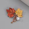 Girls Pearl Maple Leaves Gold Fashion Jewelry Brooches Pins Dripping Brooches