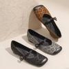 Autumn New Women's Shoes Leopard Print Soft Leather Mary Jane Shoes Square Head Flat Shoes Retro Evening Shallow Mouth Single Shoes Women