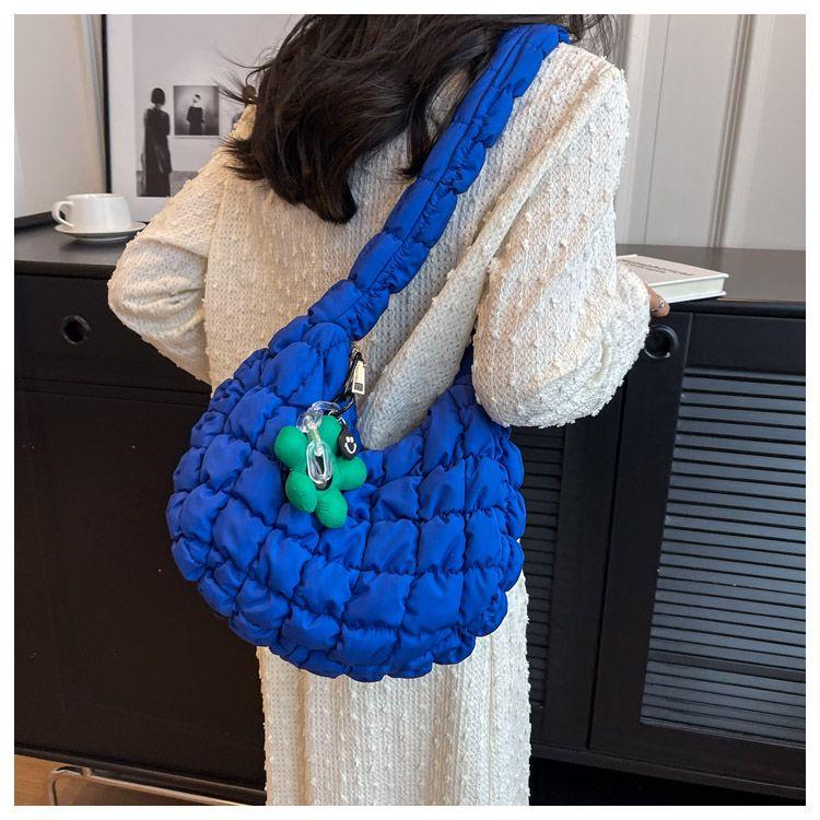 Women Bag  New Nylon Filled Cotton Autumn Winter Fashion Sweet Solid Zipper Shoulder Bags  Crossbody Girls Bag