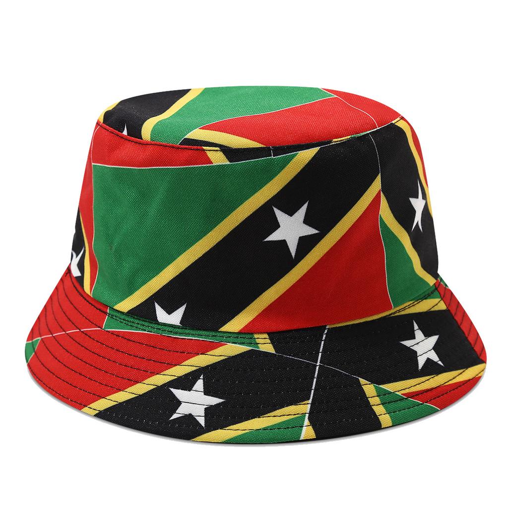 New World Cup national flags pattern double-sided bucket hat men's and women's spring and summer outdoor sunshade basin hat