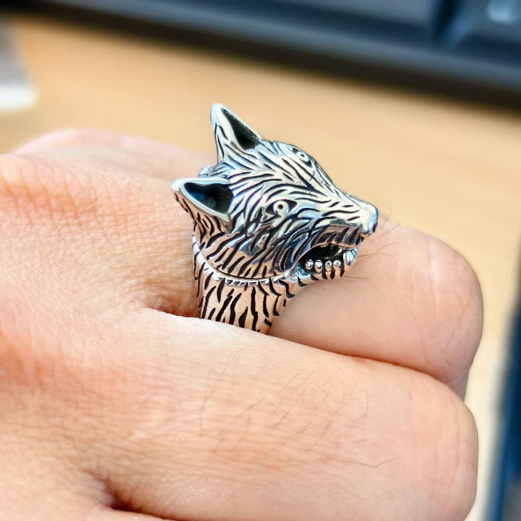 Antique Distressed Two Tone Silver Men's Wide Band Ring
