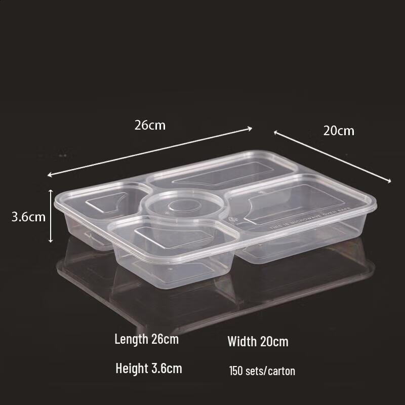 JingJingRS 5-Compartment Disposable PP Lunch Box