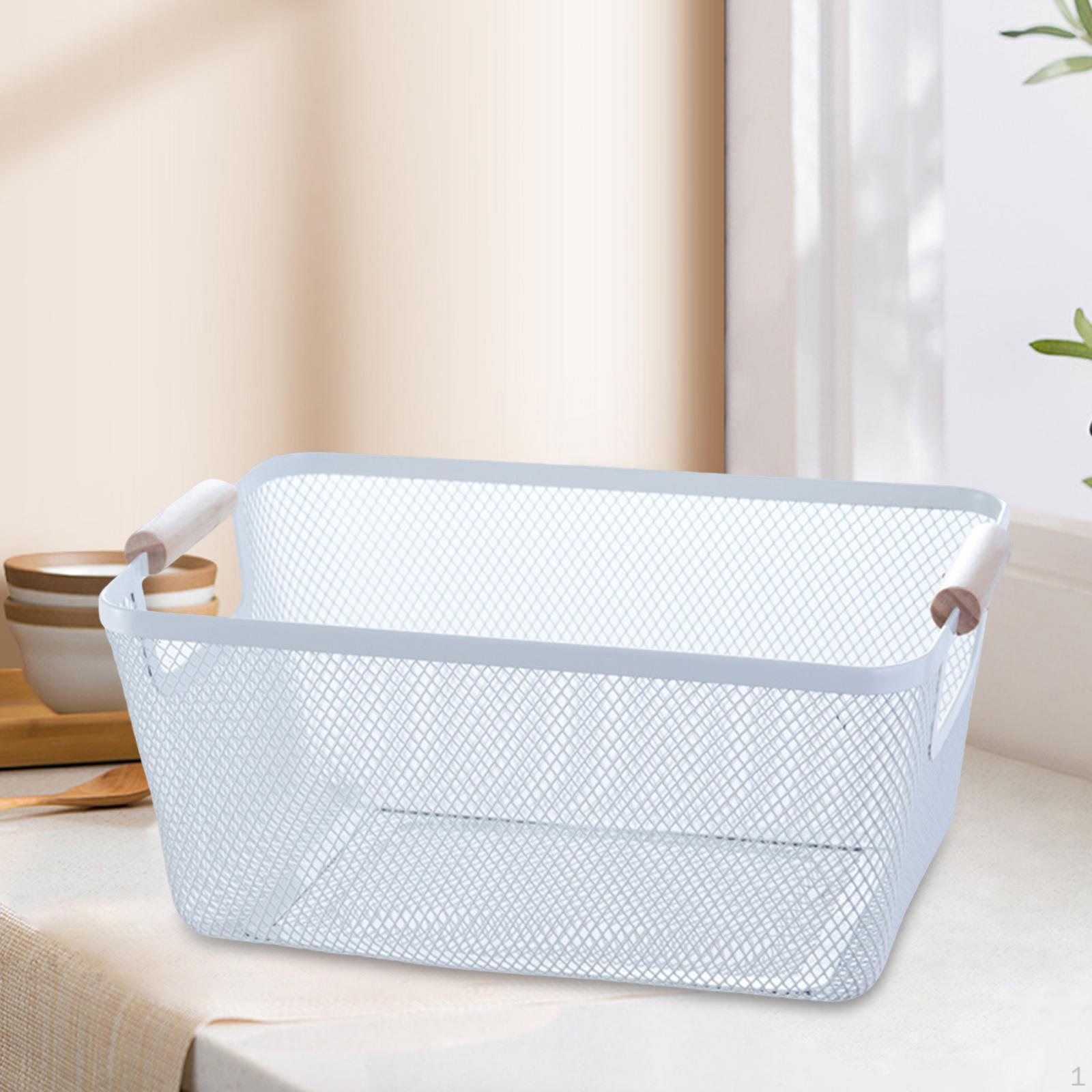 

Сетчатый контейнер с деревянными ручками для хранения закусок в гостиной или на кухне 36cmx22cmx21cm белый