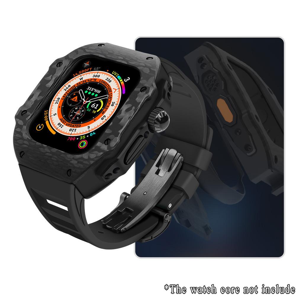 Luxury Carbon Fiber Modification Kit Compatible For Apple Watch Ultra3 49mm 44mm 45mm Iwatch Series 9 8 7 6 5 4 SE3/2/1 Ultra 3