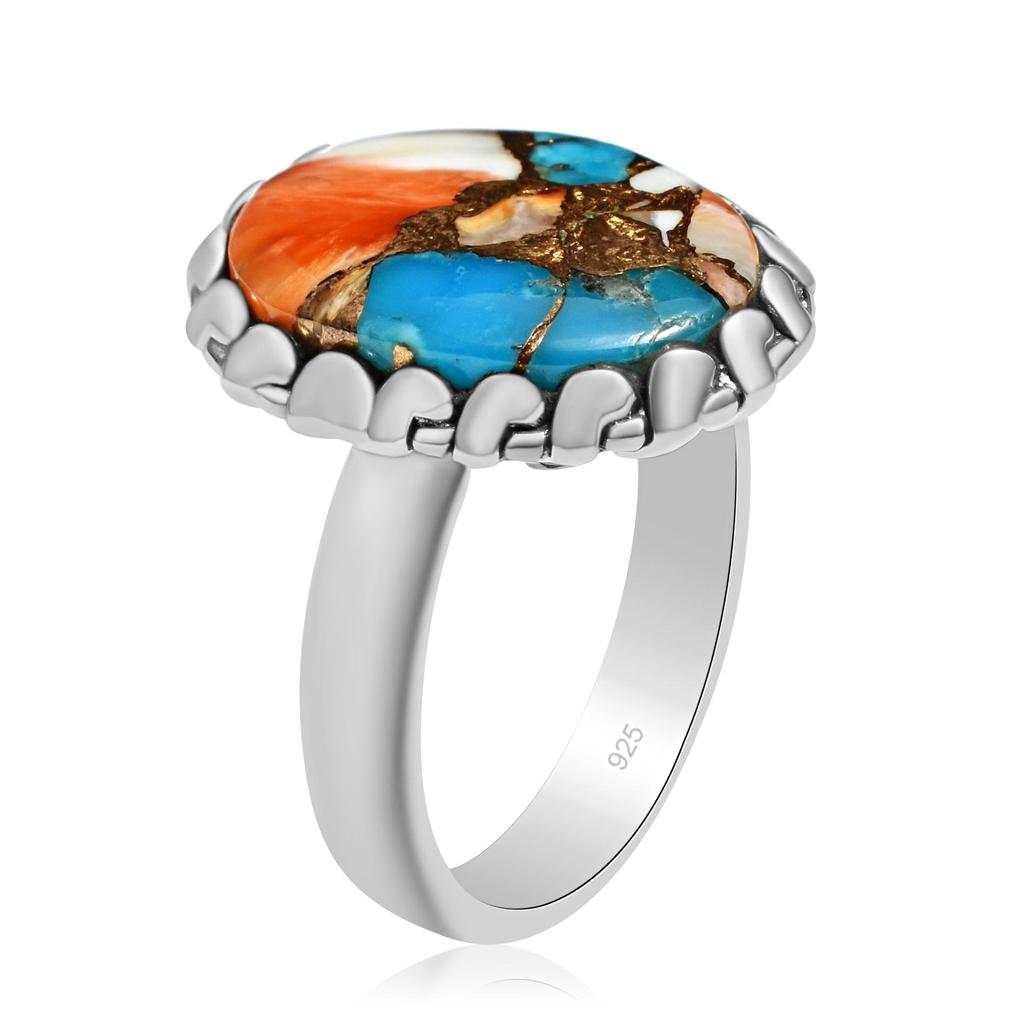 Natural Oyster Turquoise Solid 925 Sterling Silver Ring For Women & Girls