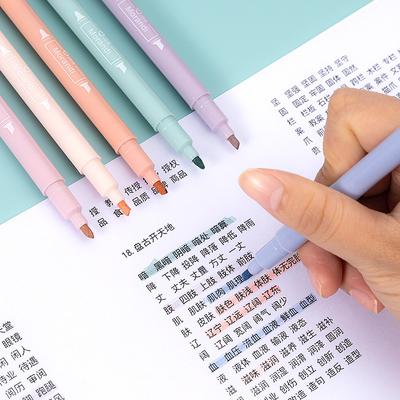6 Pieces / Set Simple 6-color Double-ended Highlighter Children's DIY Drawing Color Pen Student Notes Marker