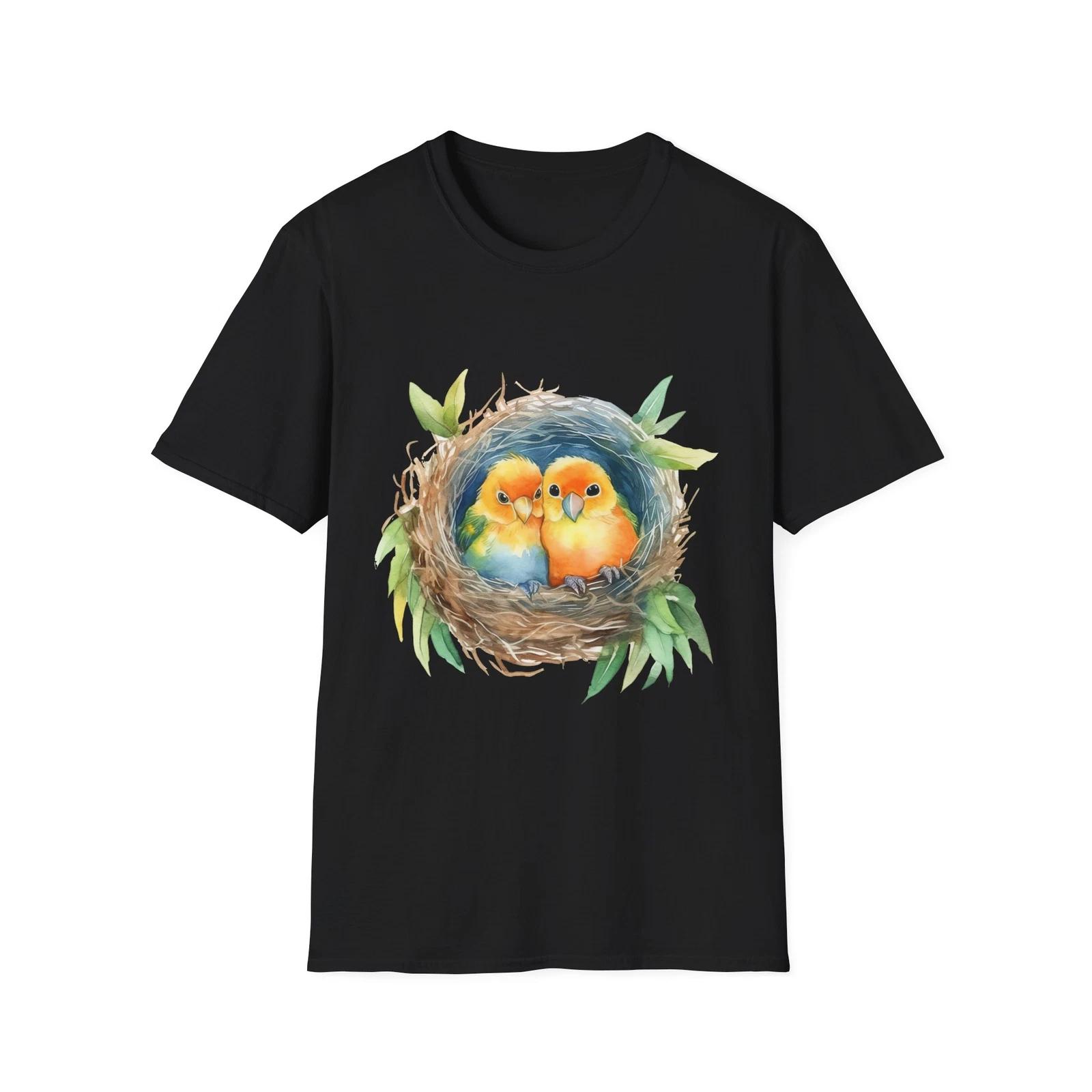 Love Nest Birds T-Shirt, Cute Couple Gift, Nature Lover Tee, Spring Fashion, 4XL