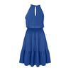 Women's Fashion Draped Sleeveless Hanging Neck Pleated Tie Dress Color