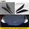 Real Carbon Fiber Car Headlight Cover Eyebrows Front Lamp Carbon Forge Look Sticker Eyelid For Tesla 2017 -  Model 3 Model Y