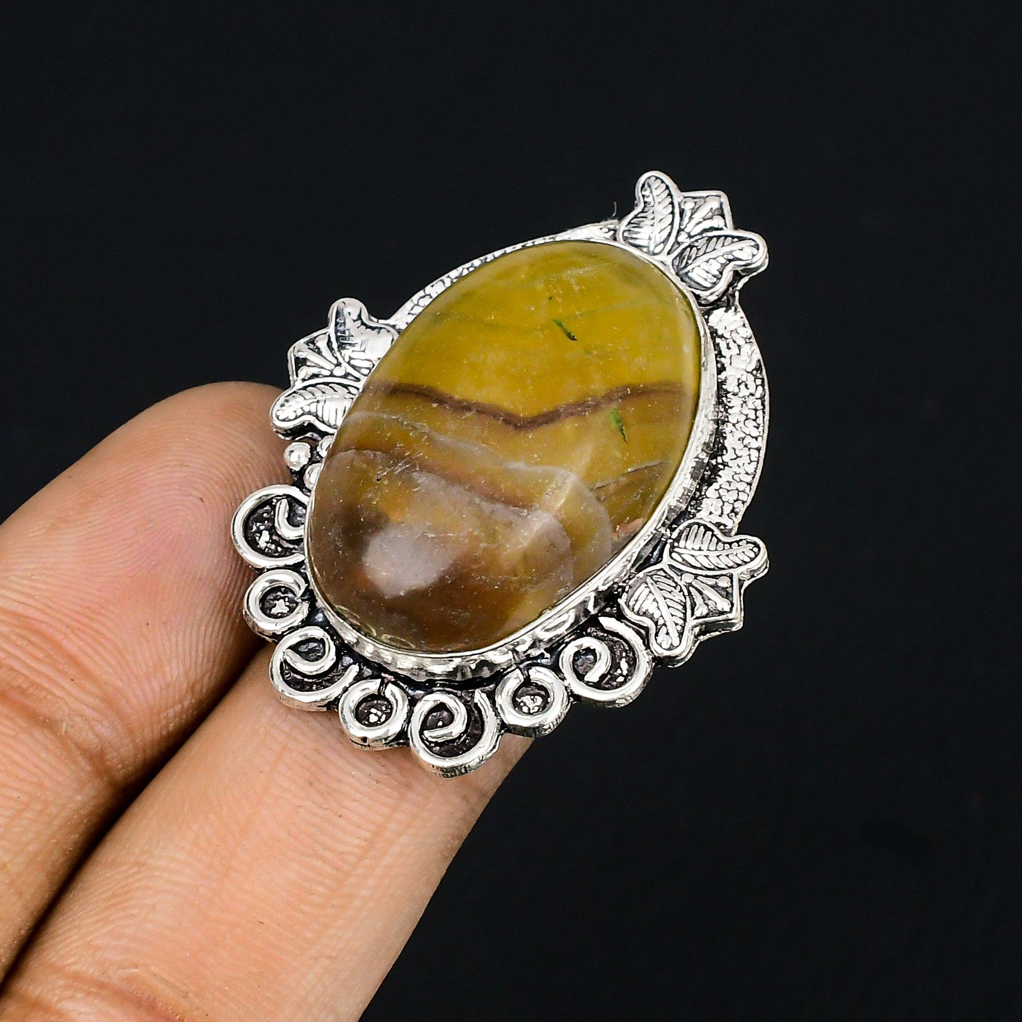 Oval Multi Fluorite Gemstone 925 Sterling Silver Promise New Ring Jewelry US 6.5 6.5