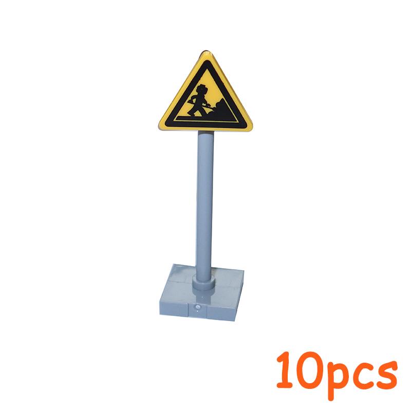 Non-Toxic Moc City Traffic Road Signs Signal Light Building Block Bike Bicycle Scooter Motorcycle Vehicle Scene Construction Accessories