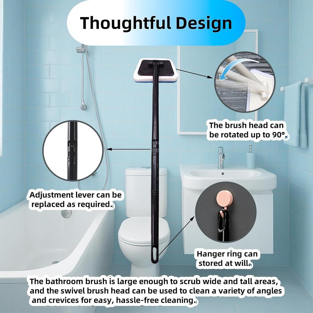 Tub Tile Scrubber Cleaning Brush, Sponge On a Stick for Cleaning Adjustable Long Handled Scrub Brush  for Cleaning Shower Bathroom Vessel Sinks