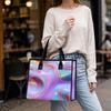 Iridescent Holographic Swirl Print Casual Tote Bag Fashion Versatile Large Capacity Daily Shoulder Carry Handbag