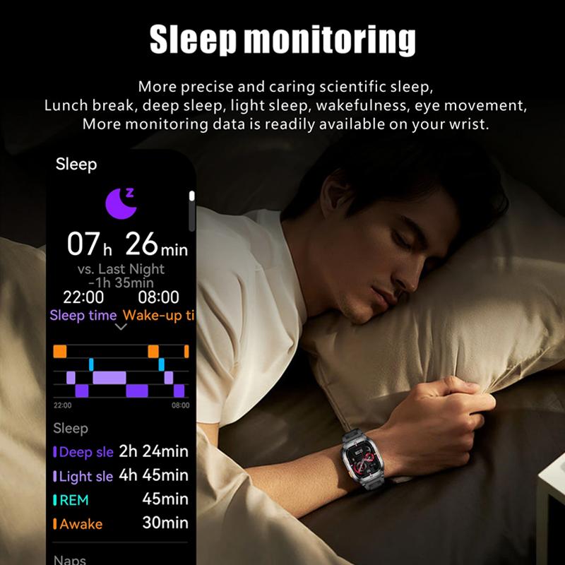 SACOSDING GPS Tracker Smart Watch IP68 Waterproof 2.01-inch HD Display Compass 630mAh Battery Heart Rate BT Call Outdoor Sport Smart Watch