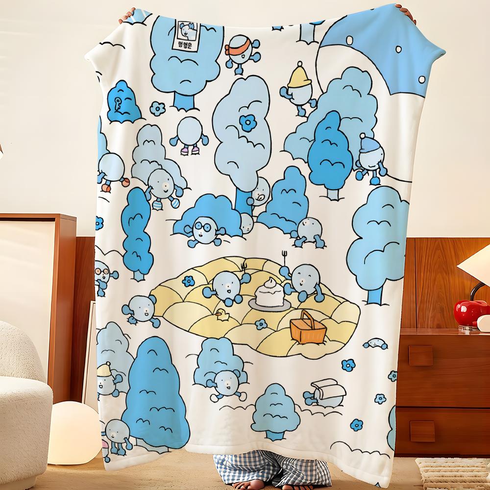 Art S-soupsoup Throw Flannel Throw Blanket, Lightweight Cozy, Durable Washable Cute Cool