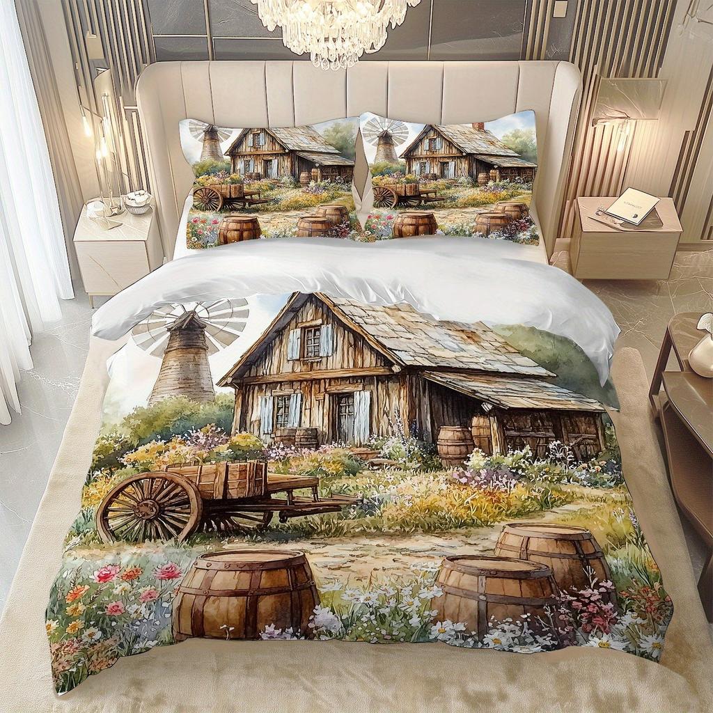 American Style Bedding Set Soft Polyester Duvet Cover Set Quilt Cover With Pillowcase For Bedroom Decor Birthday Gift For Girls