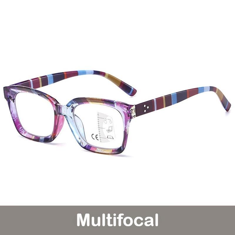 

Модные Унисекс Мультифокальные Очки для Пресбиопии Модная Полосатая Оправа Очки с Блокировкой Синего Света для Дальнозоркости +4.0 +1