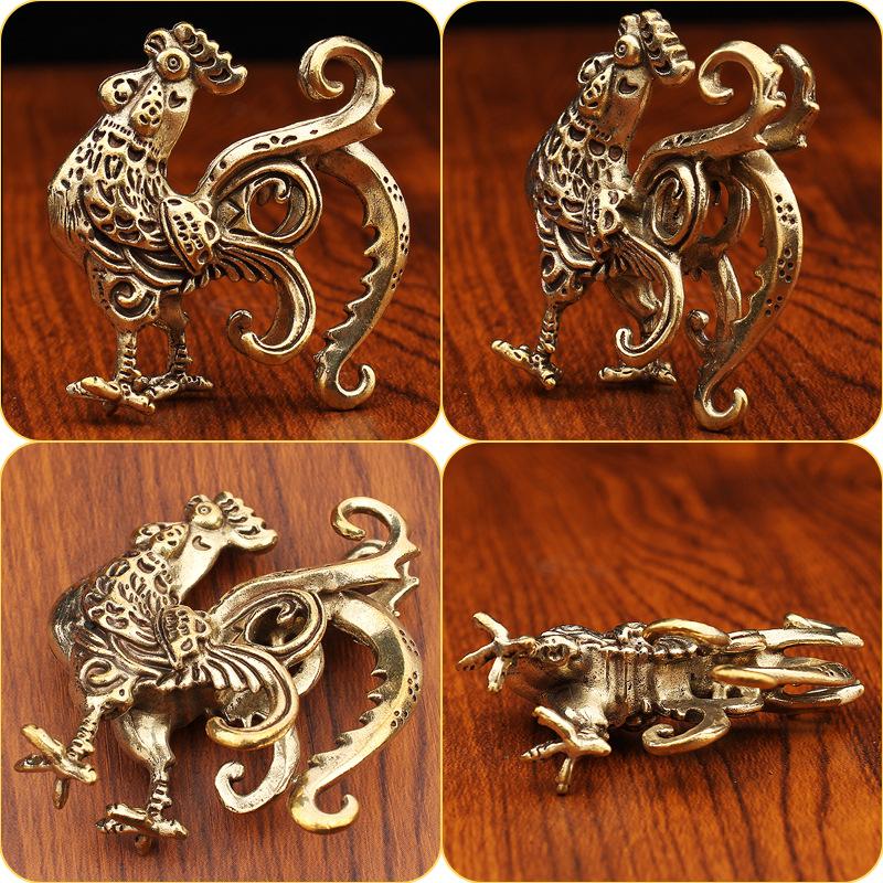 Brass twelve zodiac ornaments creative zodiac chicken standing chicken metal handicrafts pure copper small bronze ornaments
