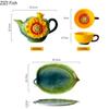 Sunflower Cup Set Ceramic Kungfu Tea Set Creative Home One Pot Four Cup Tray Set Mug Chinese Tea Ceremony Accessories Gift