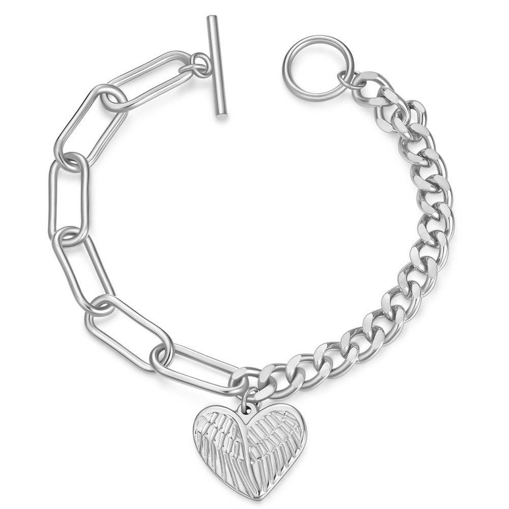 16MM Angel Wings Heart OT Chain Stainless Steel Titanium Bracelet