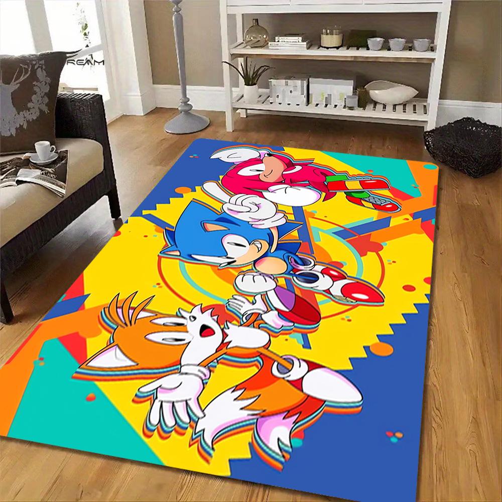 Sonic The Hedgehog Art Print Decoration,Carpet,Living Room,Bedroom, Non-slip,Square rug