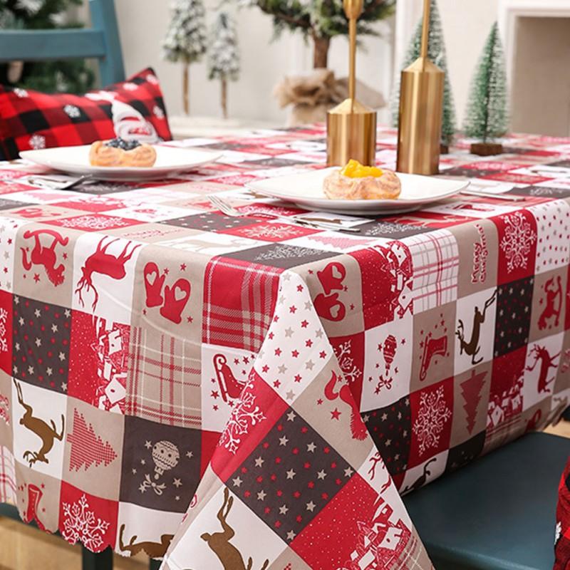 Christmas Rectangle Tablecloth Waterproof Dining Table Cover Tablecloth For New Year Party Navidad Holiday Dinner Decoration