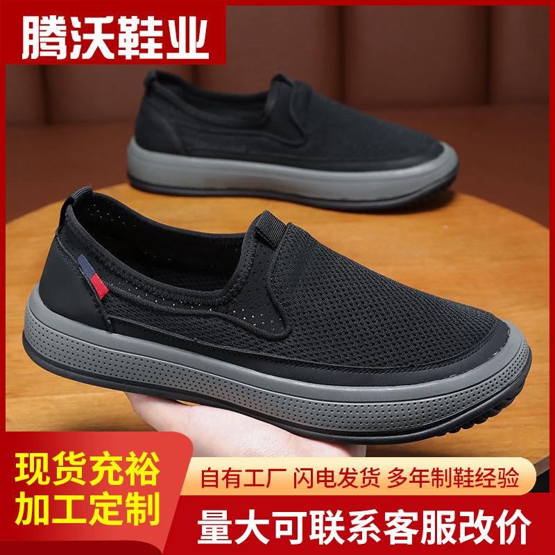 Summer Mesh Shoes Cloth Shoes New Breathable Shoes Casual Versatile Lazy One Pedal Casual Driving Men's Shoes