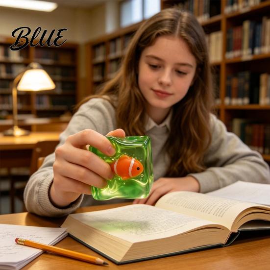 Luminous Ocean Animal Stress Cube Glow-in-the-Dark Toy Relief Squeeze Anxiety Toy Sensory Clear with Sea Inside