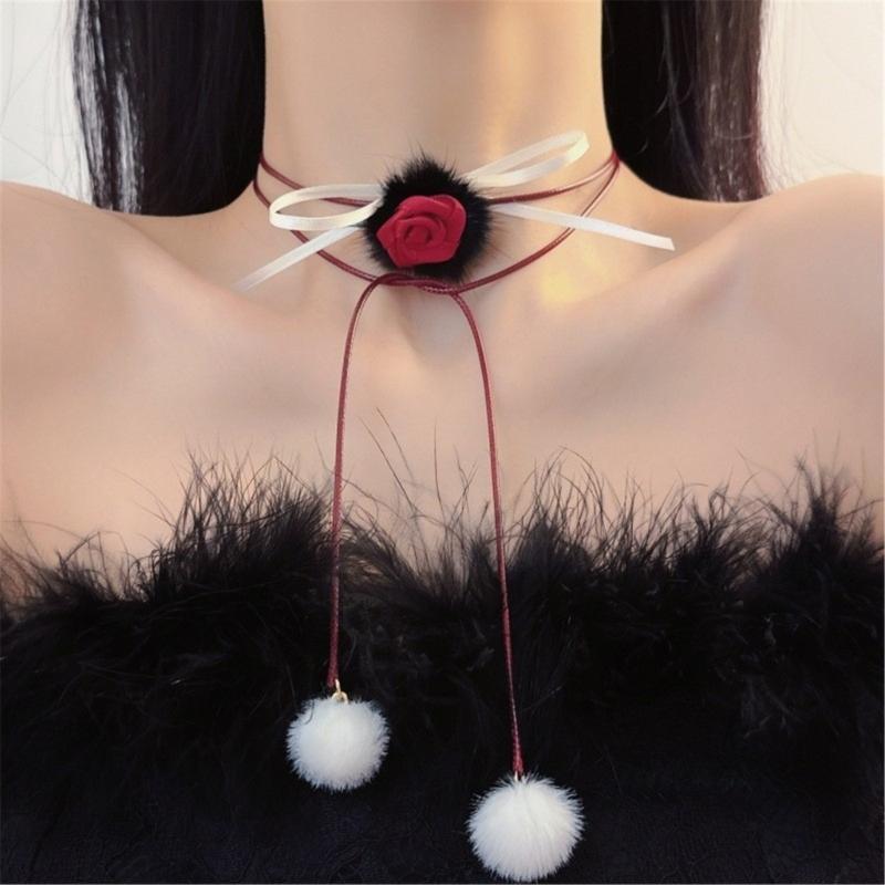 Rosen-Anhänger Halskette/Ringe/Ohrringe Simulationsblume Schlüsselbein-Kette Accessoire Stilvolles Blüten-Ornament für den täglichen Gebrauch