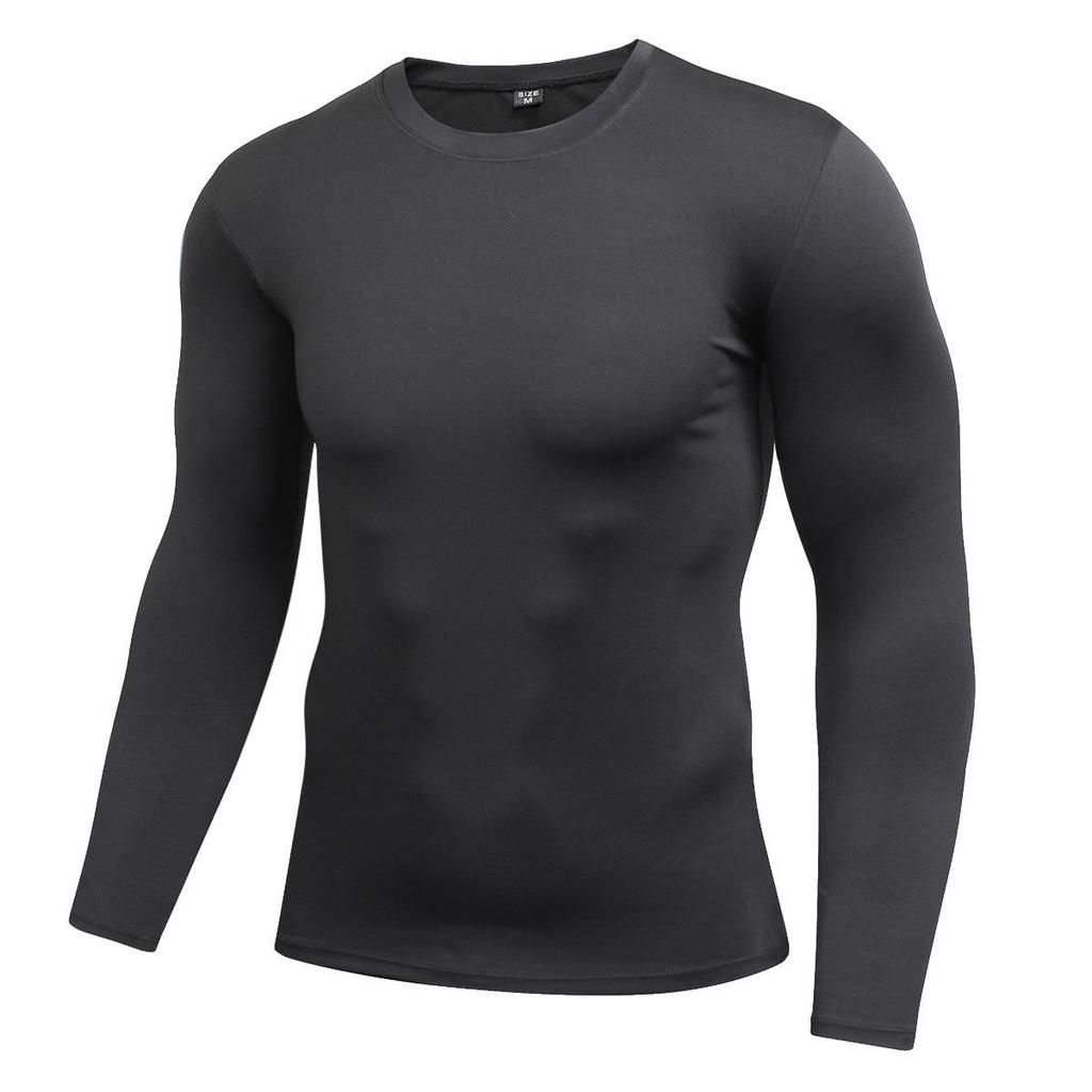 Men's Solid Color Compression Running T-Shirt: Sweat-Wicking, Quick-Dry, Long Sleeve, Elastic Fitness Sportswear