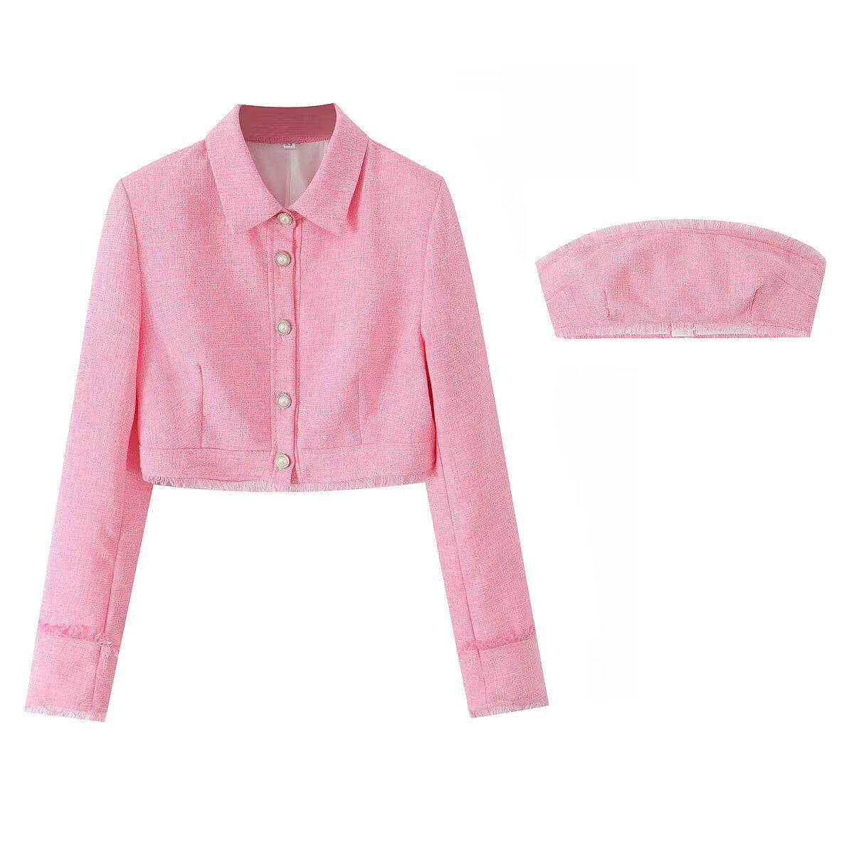 

Весна 2025 Женский Европейский и Американский Романтический Французский Топ с Кисточками Вязаный Двубортный с Длинным Рукавом Extra Small