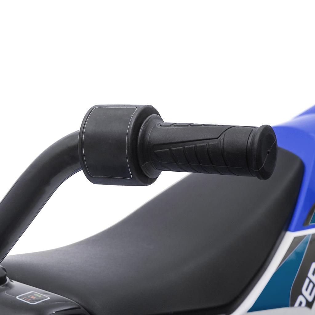 Moto per Bambini, Moto Elettrica, Autonomia 45 Minuti, con Rotelle Ausiliarie, da 3 Anni, Blu+Bianco, 106,5 x 51,5 x 68cm