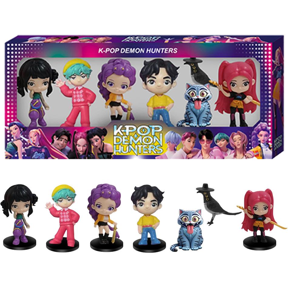 Neues 6-teiliges Set 10CM Anime Kpop Dämonenjäger Jungen und Mädchen Serie Figur Spielzeug Dekoration Statuen Ornamente Weihnachtsspielzeug Geschenke