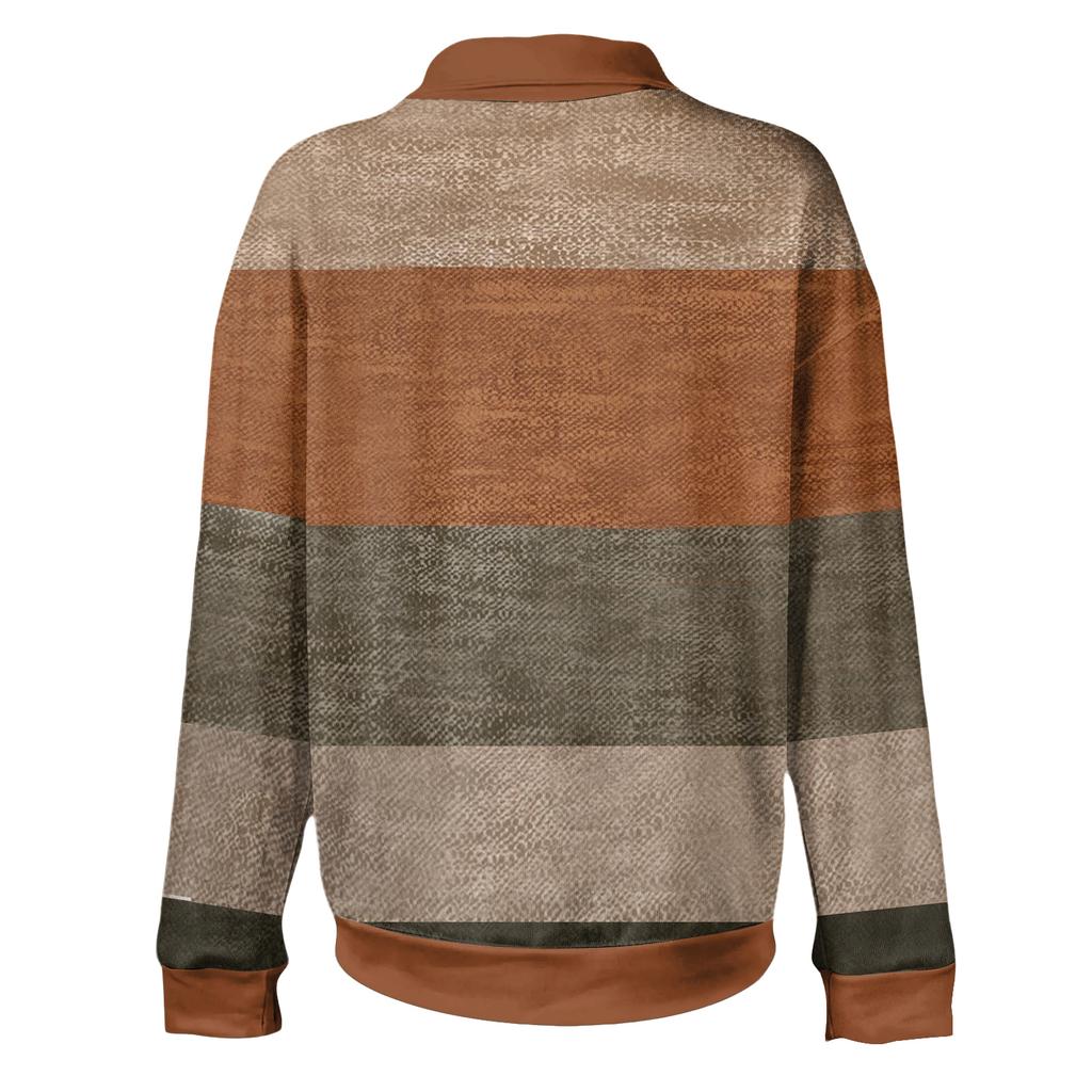 Ladies' Plaid Printed Casual Long Sleeved Sweatshirt Top