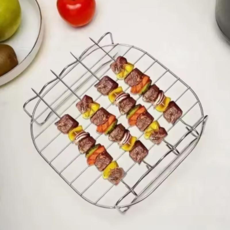 

Аксессуары для аэрофритюрницы для барбекю из нержавеющей стали, двухуровневая решетка для гриля, пароварка, решетка для аэрофритюрницы, кухонные инструменты для столовой и бара