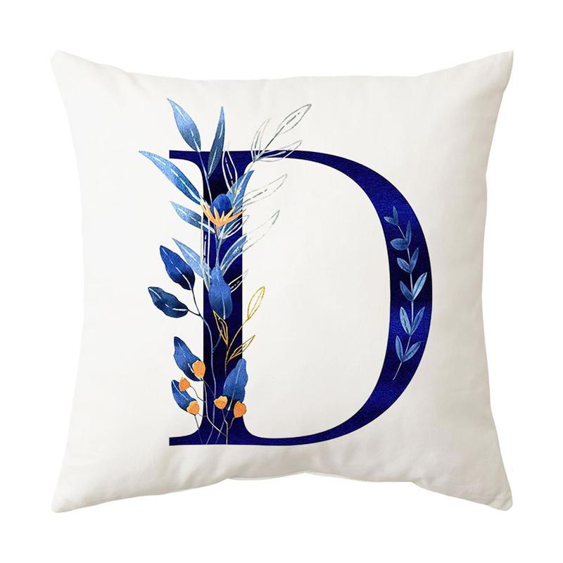Blue Letter Printing Pillowcase Home Living Room Sofa Car Bedroom Decorative Pillowcase Pillowcase