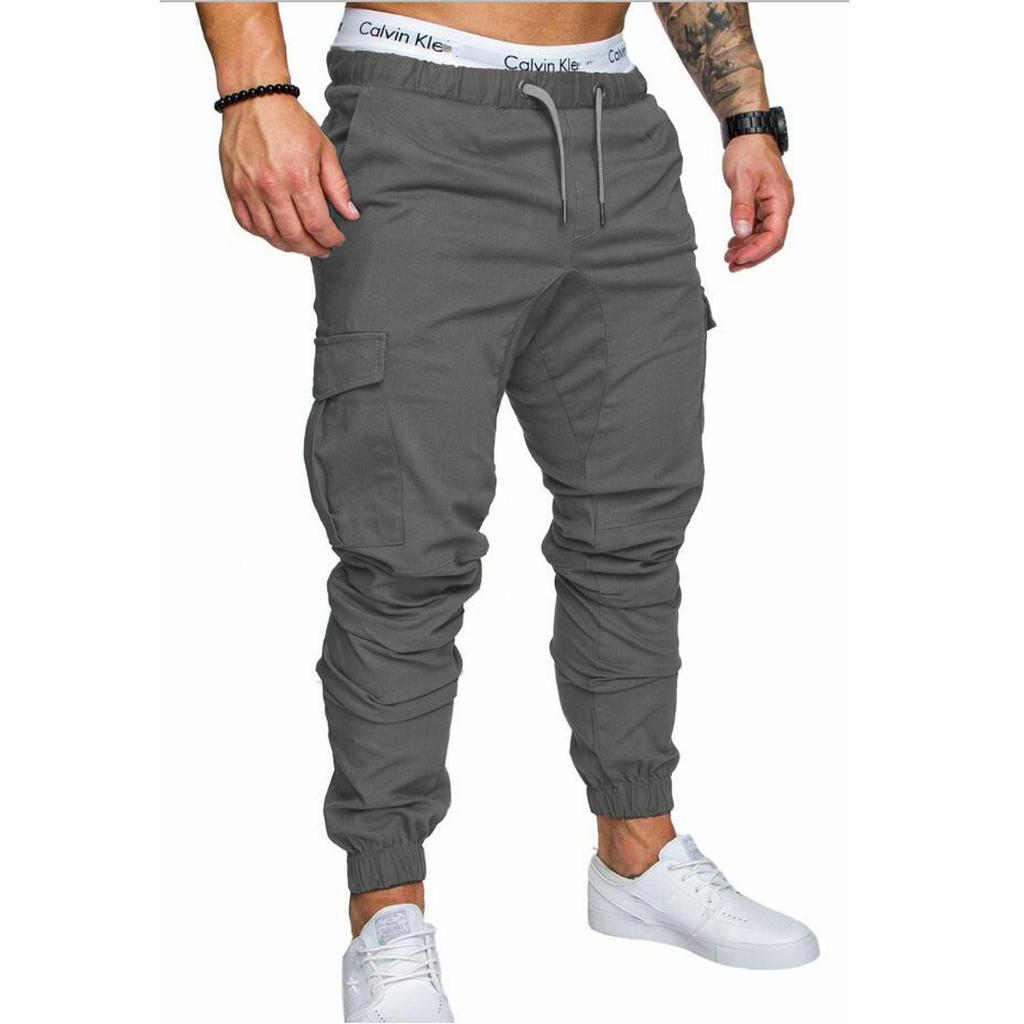 Casual Workwear för män Byxor med flera fickor Sportbyxor med dragsko