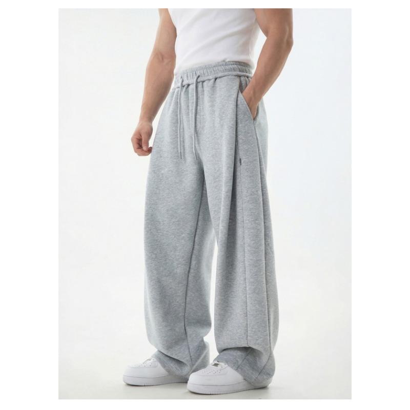 Mens Loose Split Spliced Draping Casual Sports Long Sweat Pants